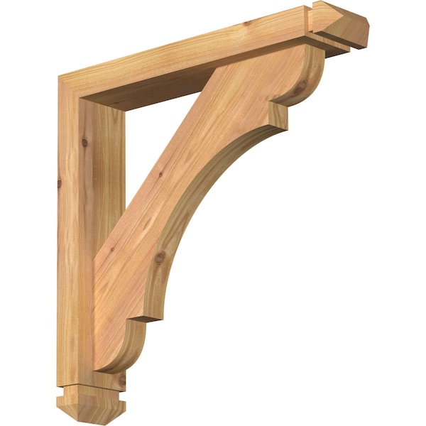 Ekena Millwork Olympic Arts and Crafts Smooth Bracket w/ Offset Brace, Western Red Cedar, 3 1/2"W x 18"D x 18"H BKT0402X18X18OLY03SWR - main